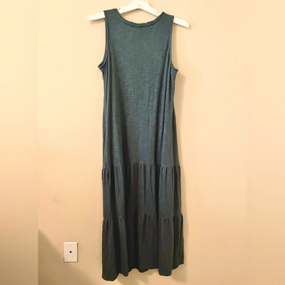J. Jill Fatigue Green Tiered Sleeveless Midi Maxi Dress Womens size small petite - Picture 5 of 11